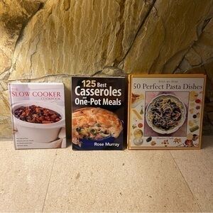 3 cookbooks: Slow Cooker, Casseroles and classic Pasta dishes